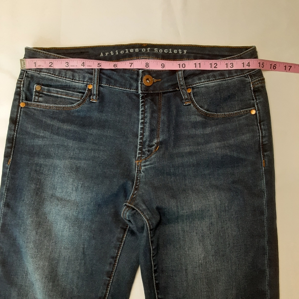 Articles Of Society Dark Blue Stretch Denim Midrise Skinny Jeans Women Size 27 - Picture 9 of 12